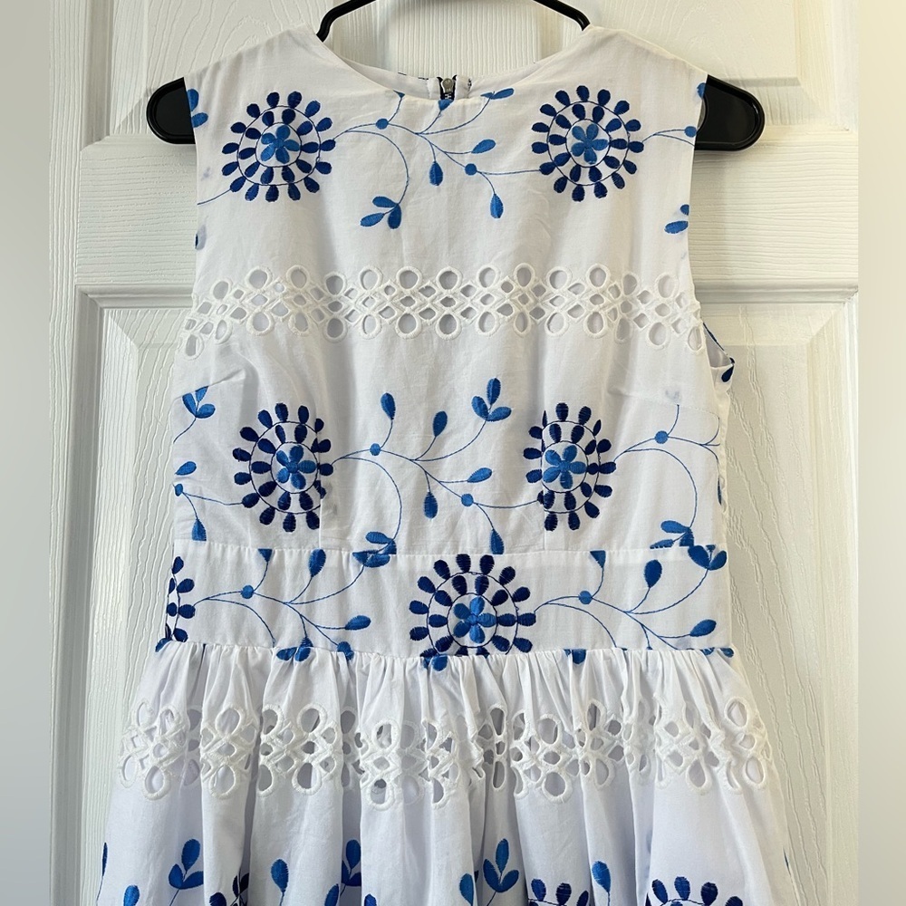 Meg White Blue Floral Eyelet Maxi Dress Extra Small - Picture 6 of 9